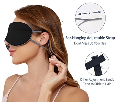 Sleeping Mask 2 Pack, Warm, Cool Double-Sided Use of Sleep Mask, Super Soft Blindfold with Adjustable Strap, Block Out Light, Comfort Sleep Eye Mask for Travel Meditation Nap Black - görsel 2