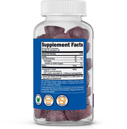 Nutricost Ashwagandha Extract Gummies (Mixed Berry) 60 Gummies for 30 Servings Per Bottle - Vegetarian, GMO Free and Gluten Free