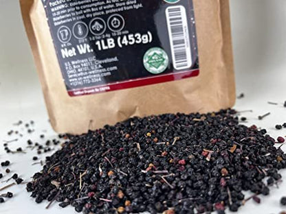 U.S. Wellness Naturals Elderberries – 1lb (Real Wild Harvest) | 100% USDA Certified Organic | Bulk Black Dried Elderberry | for Making Elder Syrup, Gummies, Tea - Raw Vegan Sambucus Nigra