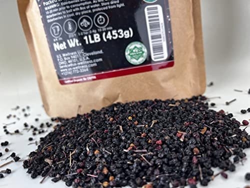 U.S. Wellness Naturals Elderberries – 1lb (Real Wild Harvest) | 100% USDA Certified Organic | Bulk Black Dried Elderberry | for Making Elder Syrup, Gummies, Tea - Raw Vegan Sambucus Nigra - görsel 13