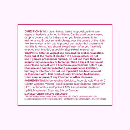 Love Wellness Flora Power | Vaginal Probiotic Suppositories with Vitamin C | Supports pH Balance & Vaginal Health | Fragrance-Free, Non-GMO & Paraben-Free | 10 Count