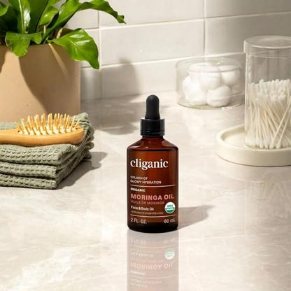 Cliganic Organic Moringa Oil, 100% Pure - For Face & Hair | Natural Cold Pressed (Packaging May Vary)