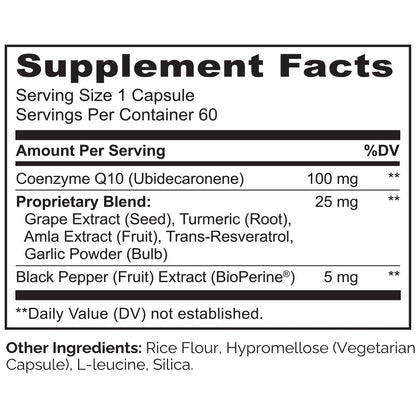 NATURELO Whole Food CoQ10 Supplement, 60 Veg Capsules, Heart Health Blend, Powerful Antioxidant, CoQ10 100mg for Energy Production