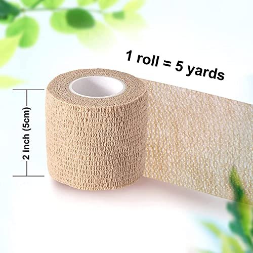 Self Adhesive Bandage Wrap, 2 inches x 5 Yards, 6 Pack, Self Adhering Bandage Wrap, Self Adherent Cohesive Wrap Bandages for Sports, First Aid Tape - görsel 3