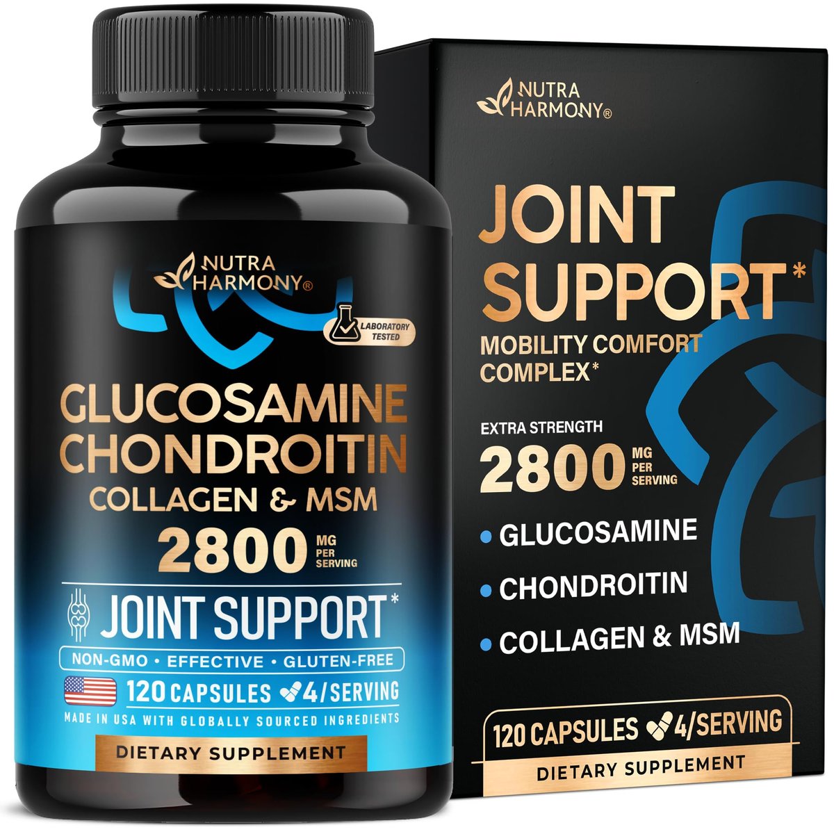 Glucosamine Chondroitin MSM Collagen | HSA | FSA Approved Product Items | Joint & Cartilage Support Supplement 2800 mg | Flexibility Nutritional Vitamins | Lab Tested | For Men & Women | 120 Capsules - görsel 13
