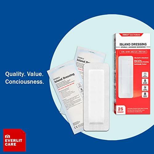 EVERLIT Island Dressing Bordered Gauze | Large Wound Care Bandage with Adhesive Border | Sterile, Soft & Highly Absorbent Medical Grade Dressing Pad (4x10 Inch, Pack of 25) - görsel 12