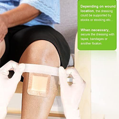 NeuHeils Silicone Adhesive Foam Dressing with Gentle Border 3''x3'' for Bed Sore, 10 Packs, High Absorbency Waterproof Silicone Wound Bandage for Foot Diabetic Ulcer
