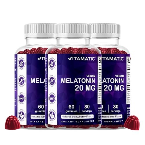Vitamatic Melatonin 20 mg Gummies for Adults, 3-Pack, 30 Servings Each - 90 Servings Total, 180 Vegetarian Gummies, Non-Habit Forming Sleep Supplement - görsel 2