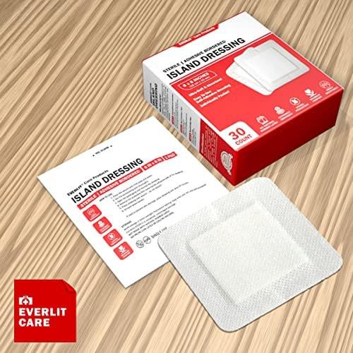 EVERLIT Island Dressing Bordered Gauze | Large Wound Care Bandage with Adhesive Border | Sterile, Soft & Highly Absorbent Medical Grade Dressing Pad (6x6 Inch, Pack of 30) - görsel 4