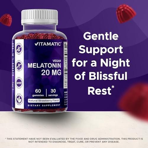 Vitamatic Melatonin 20mg Gummies for Adults, 30 Servings - 60 Count - Non-Habit Forming Supplement (Pack of 2) - görsel 1