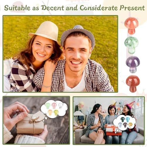 Nuanchu 20 Pcs Crystal Mushroom Decor Hand Making Mini Sculpture Mushroom Worry Stone Figurines Bulk Gemstone Polished Trinkets for Stuff Witchcraft DIY Meditation Garden (Classic Colors) - görsel 5
