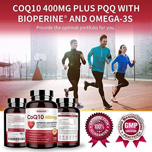 ZEBORA CoQ10-400mg-Softgels with PQQ, BioPerine & Omega-3, Coenzyme Q10(Ubiquinone) Supplement for High-Absorption, Powerful-Antioxidant, Support Heart & Energy-Production, 120 Servings - görsel 6