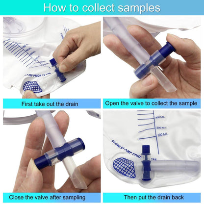GlobalRoll Urinary Drainage Bag with Anti-Reflux Chamber, Urine Bag with 2000 mL Volume, 48" Drainage Tube, Clips and Hanging Hook, Professional Urinary Bag for Home and Hospitals Health Aids, 5 Pack