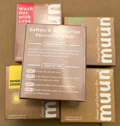 Muun Yoni Soap Bar - Pack 3 Ph Balance Probiotics & Natural Ingredients - Gentle Cleansing Formula Eliminates Odor Vaginal Health - Feminine Wash - Moisturizing Intimate (Rose)