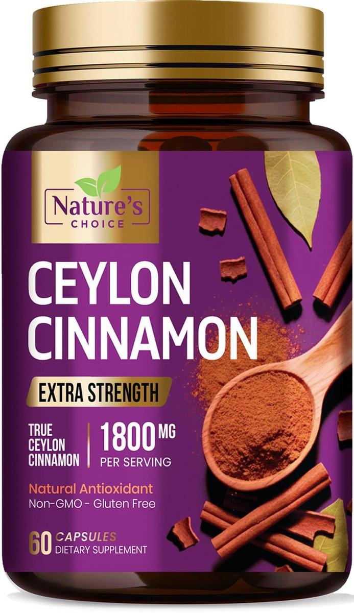Ceylon Cinnamon Capsules - Certified Organic Ceylon Cinnamon Powder - 100% Extra Strength Cinnamon Pills - Energy & Heart Support - Gluten Free & Sugar Free Supplement - Bottled in USA - 60 Capsules - görsel 1