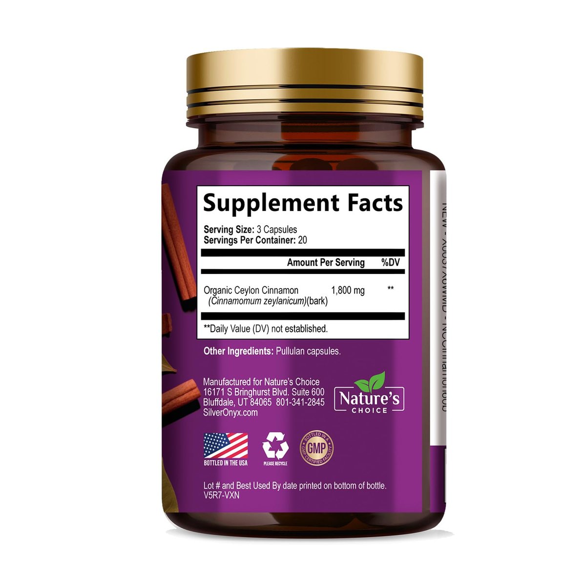 Ceylon Cinnamon Capsules - Certified Organic Ceylon Cinnamon Powder - 100% Extra Strength Cinnamon Pills - Energy & Heart Support - Gluten Free & Sugar Free Supplement - Bottled in USA - 60 Capsules - görsel 17