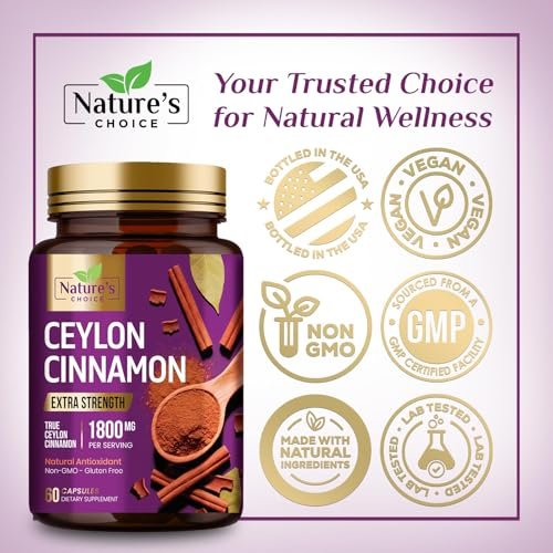 Ceylon Cinnamon Capsules - Certified Organic Ceylon Cinnamon Powder - 100% Extra Strength Cinnamon Pills - Energy & Heart Support - Gluten Free & Sugar Free Supplement - Bottled in USA - 60 Capsules - görsel 8