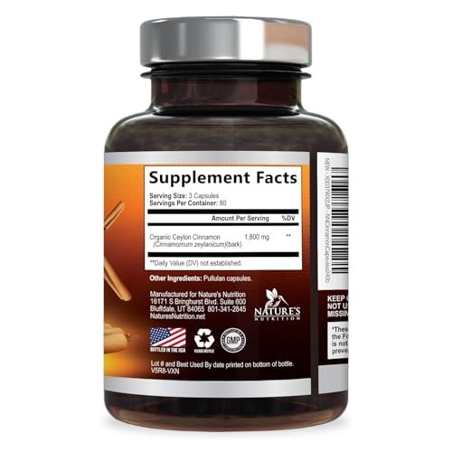 Organic Ceylon Cinnamon Capsules - Extra Strength Certified Organic Ceylon Cinnamon 1800mg Per Serving Supplement Pill - Energy & Heart Support Antioxidant for Women & Men, Bottled USA - 240 Capsules - görsel 11