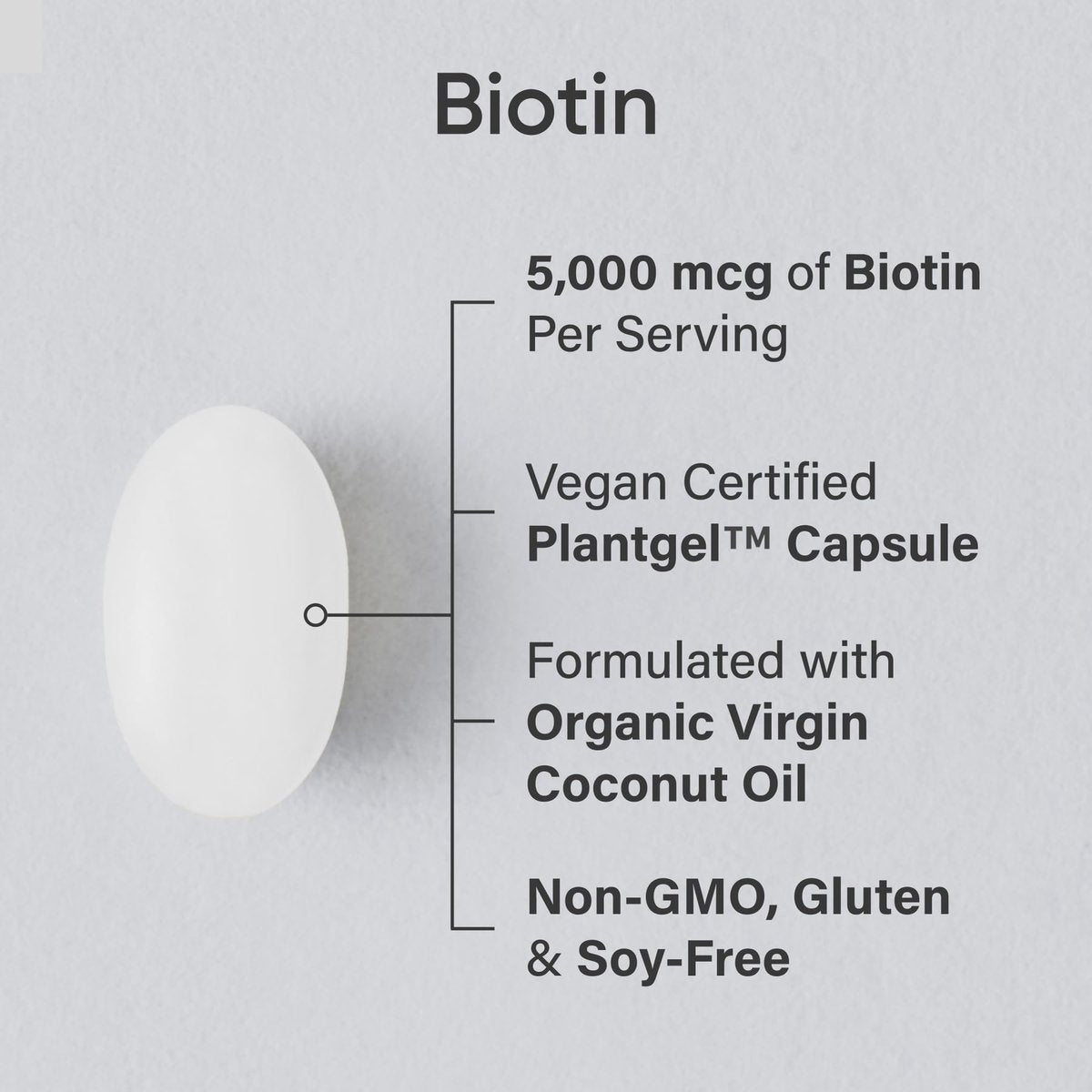 Sports Research Biotin 5,000mcg with Organic Coconut Oil - Biotin (Vitamin B7) for Healthy Skin and Hair Support - for Women and Men - Vegan, Non-GMO, Gluten & Soy-Free - 30 Veggie Softgels - görsel 3