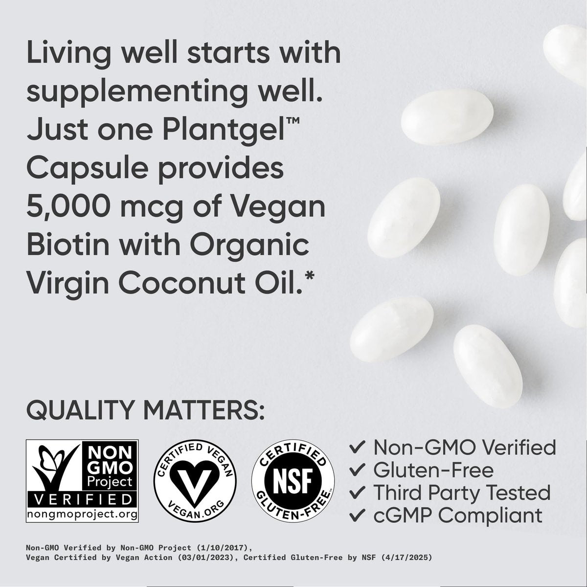 Sports Research Biotin 5,000mcg with Organic Coconut Oil - Biotin (Vitamin B7) for Healthy Skin and Hair Support - for Women and Men - Vegan, Non-GMO, Gluten & Soy-Free - 30 Veggie Softgels - görsel 7