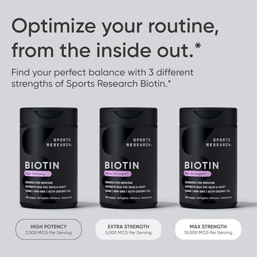 Sports Research Biotin 5,000mcg with Organic Coconut Oil - Biotin (Vitamin B7) for Healthy Skin and Hair Support - for Women and Men - Vegan, Non-GMO, Gluten & Soy-Free - 30 Veggie Softgels - görsel 14