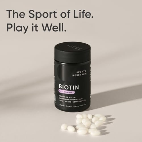 Sports Research Biotin 5,000mcg with Organic Coconut Oil - Biotin (Vitamin B7) for Healthy Skin and Hair Support - for Women and Men - Vegan, Non-GMO, Gluten & Soy-Free - 30 Veggie Softgels - görsel 16
