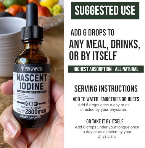 Nascent Iodine Supplement | 2800mcg | Potassium Iodide | Iodine Drops | 100% Vegan | Clear Color | Large 2oz - görsel 1