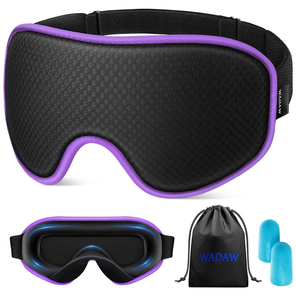 WAOAW Sleep Mask for Men Women: Blackout Eye Masks for Sleep - 3D Breathable Soft Comfortable Eye Mask for Travel - Adjustable Light Blocking Night Masks for Sleeping - görsel 4