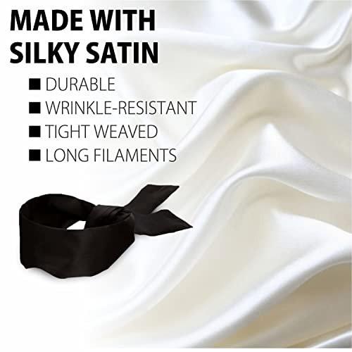 Lang Horn 2 pcs Silk Satin Blindfold Eye Mask Sleep Mask Soft Satin Eye Cover Silk Sleeping mask Valentine Gift 155cm / 62” (2 Pc Black) - görsel 3
