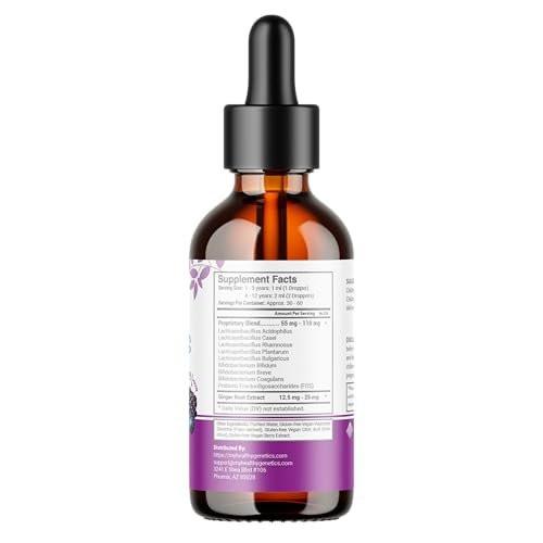 Healthy Genetics Liquid Probiotics for Kids & Toddlers | + Prebiotic + Ginger Root | Acidophilus Probiotic | Dairy Free | Vegan | Non-GMO | Gluten Free | 30-60 Servings - görsel 5