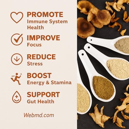 Cherie Sweet Heart 7 Mushroom Extract Powder – USDA Organic Superfood Blend with Lion's Mane, Reishi, Cordyceps, Maitake, Shiitake, Turkey Tail & Chaga – Vegan, Non-GMO, Gluten-Free – 3.5 oz - görsel 3