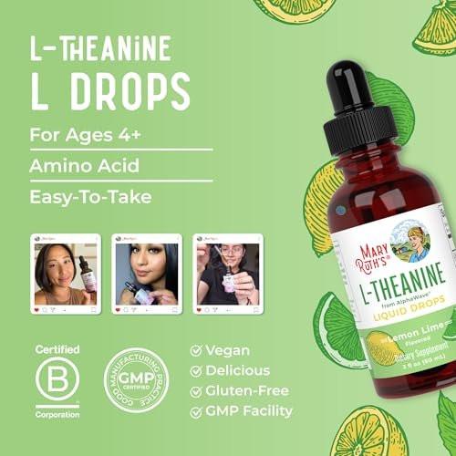 MaryRuth's L Theanine 200mg Liquid Drops | Mood Support for Adults & Kids | Focus Supplement | Natural Sleep Support | Vegan | Non-GMO | Gluten Free | 30 Servings - görsel 3