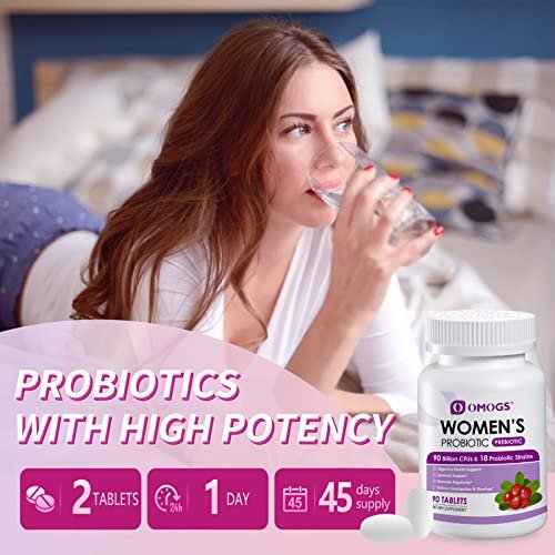 OMOGS Women's Probiotic, with Cranberry Extract, Organic Prebiotics & Vitamin C, 90 Billion CFUs,18 Strains, Help for Boost Immune, Digestive, Gut Health & Women's Health, Gluten & Soy Free,90 Tablets - görsel 14