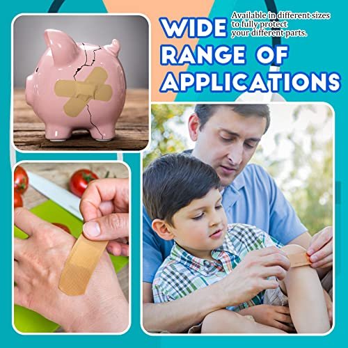 BBTO Assorted Styles Flexible Fabric Adhesive Bandages - Small Breathable Fingertip and Cloth Elastic Knuckle Bandages in Various Sizes for First Aid and Wound Care (180 Pcs) - görsel 6