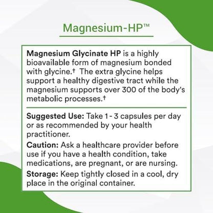 Healthy Gut Magnesium-HP | Ultra Pure Magnesium Glycinate Capsules with Zero Fillers | 180 mg Magnesium Glycinate | 60 Servings