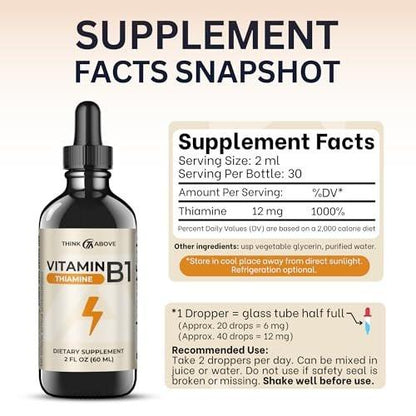 Think Above Vitamin B1 Thiamine Mononitrate - Liquid Drops Supplement (2 FL OZ)