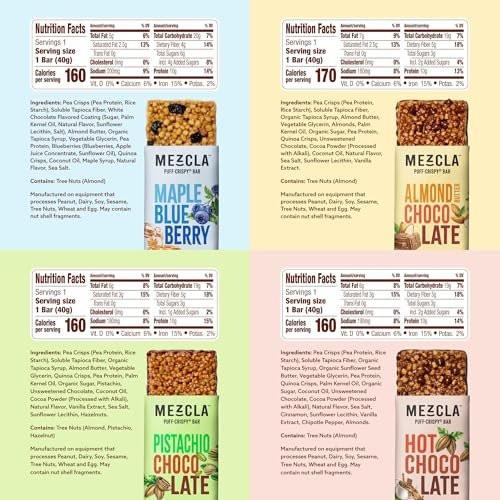 Mezcla Puff-Crispy Plant Based Protein Bars - Variety Pack - Healthy Snacks for Adults & Kids - Granola Bars for School, Travel, & Office Snacks - Gluten Free, Vegan, Non GMO, 10g Protein - 8 Count - görsel 4