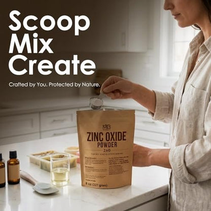 MB Herbals Zinc Oxide Powder 8 oz | Uncoated & Non-Nano | For DIY Sunscreen Lotion & Cream