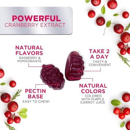 Cranberry Extract 504mg Per Serving - Cranberry Gummies for Urinary Tract Health Support - Helps Cleanse & Protect, Cran Berry Gummy Supplement + Vitamin C, Chewable Cran for Women - 120 Gummies