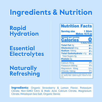 Nectar Hydration Packets - Electrolytes Powder Packets - No Sugar or Calories - Organic Fruit Liquid Daily IV Electrolytes Powder for Dehydration Relief & Rehydration (Strawb. Lemon 30 Pack)