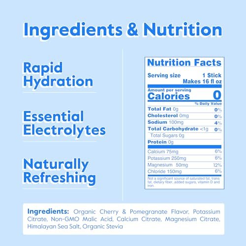 Nectar Hydration Packets - Electrolytes Powder - No Sugar or Calories - Organic Fruit Liquid Daily IV Electrolytes Powder for Dehydration Relief and Rehydration (Cherry Pom 30 Pack) Packaging may vary - görsel 3
