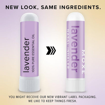 MOXĒ Lavender Essential Oil Nasal Inhaler, No-Mess Aromatherapy, Relaxation, Naturally Calming, Before Sleep Routine, Pure and Undiluted, Made in USA (3 Pack)