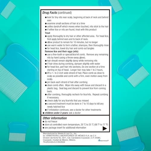 Herklin Lice Treatment Shampoo, Maximum Strength, Easy to Apply, 2 Fl Oz, Bottle - görsel 16