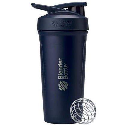 BlenderBottle Sport Insulated Stainless Steel Shaker Bottle with Wire Whisk, 24-Ounce, Navy – Protein Shakes & Hydration for Athletes & Fitness Enthusiasts, Easy Mixing, Lockable Lid