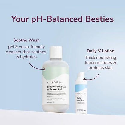 Kindra Soothe Feminine Wash - pH Balanced Unscented Intimate Wash - OBGYN Recommended for Vulva Dryness, Odor, Anti Itch, Infection Prevention, and Irritation - Vaginal Health Safe