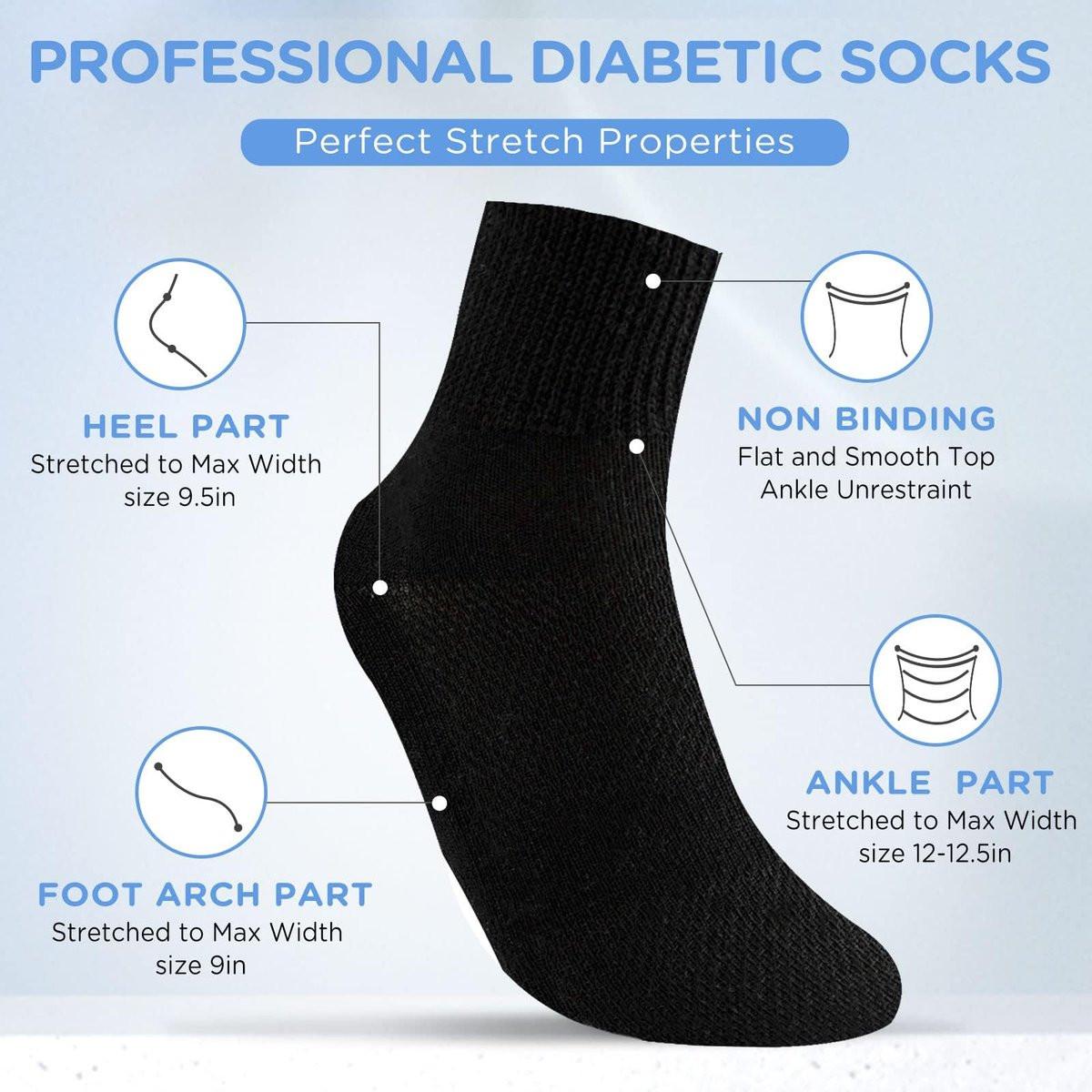 Bulinlulu Diabetic Socks Women&Men-6 Pairs Non Binding Ankle Socks, Extra Wide Stretchy Loose Top Socks with Seamless Toe (Large, Black Colors-6 Pairs) - görsel 6