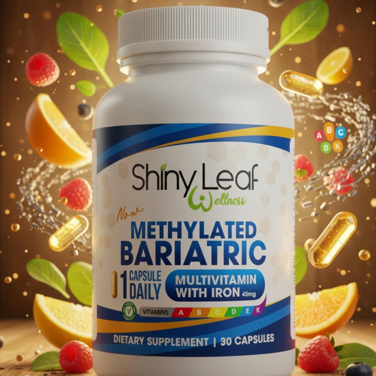 Shiny Leaf Methylated Bariatric Multivitamin with Iron 45mg – Once Daily Capsule, ASMBS Compliant Bariatric Vitamins for Gastric Bypass & Gastric Sleeve, for Men & Women, USA Made, GMP – 30 Caps - görsel 1