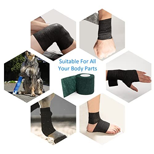 12Pcs 2inch x 5 Yards Self Adhesive Bandage Wrap Elastic Bandage Wrap Self Adherent Cohesive Wrap Bandages for Wrist Ankle Vet Tape for Dog Athletic Swelling Sprain Tape Grip Cover (Army Green) - görsel 7
