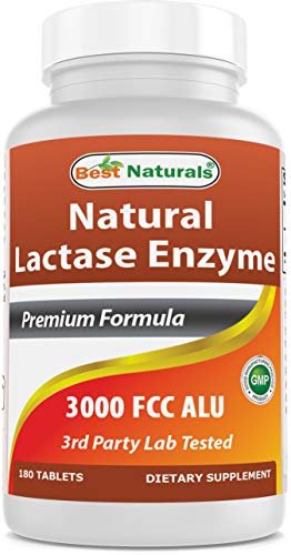 Best Naturals Fast Acting Lactase Enzyme, 3000 FCC ALU, 180 Tablets (Pack of 2) - 360 Count