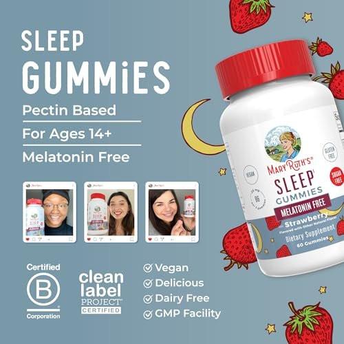 MARYRUTH'S Sleep Gummies | Sugar Free | NO Melatonin | L Theanine | Lemon Balm Leaf | Chamomile | Vitamin B6 | Relaxation & Sleep Support | Stress Relief | Vegan | Gluten Free | 60 Count - görsel 6